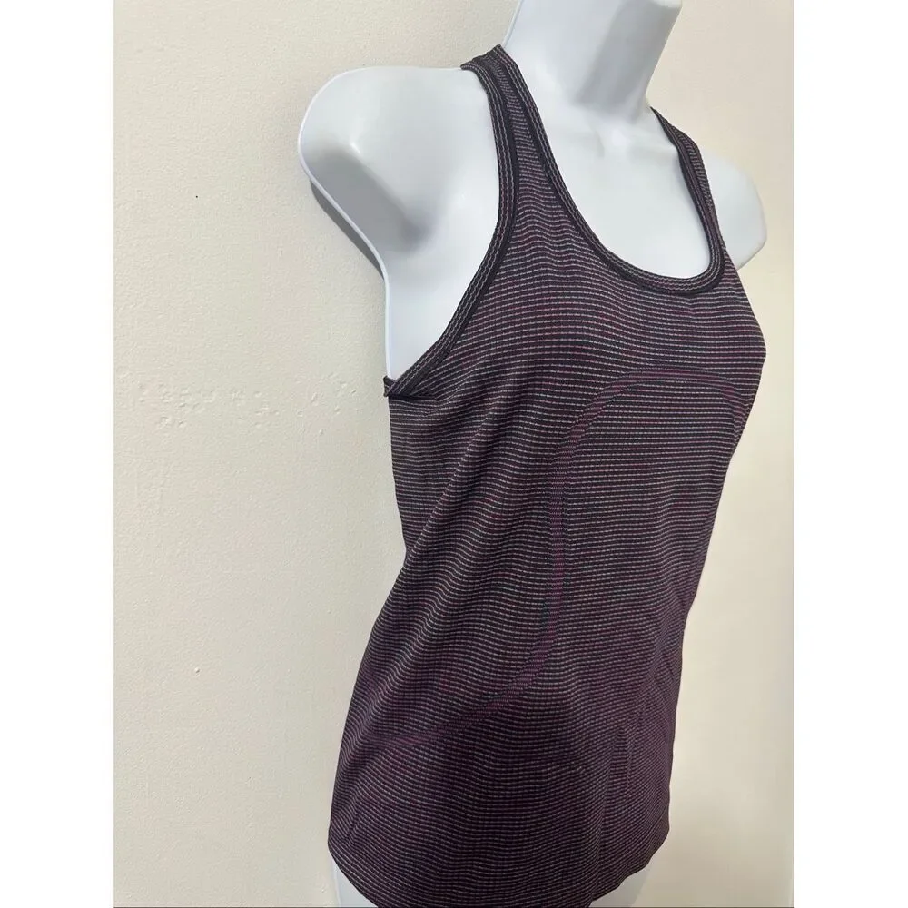Lululemon tank top purple color with stripes size 6. A819